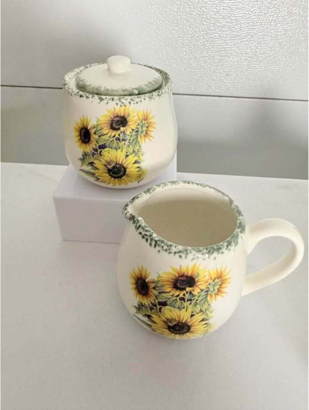 Sunflower Ceramic Creamer and Sugar Bowl Set